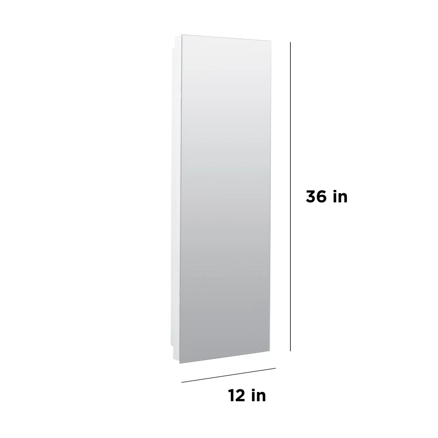 American pride reversible recess-mount mirror medicine cabinet, 12 x 36 in., rectangle, frameless