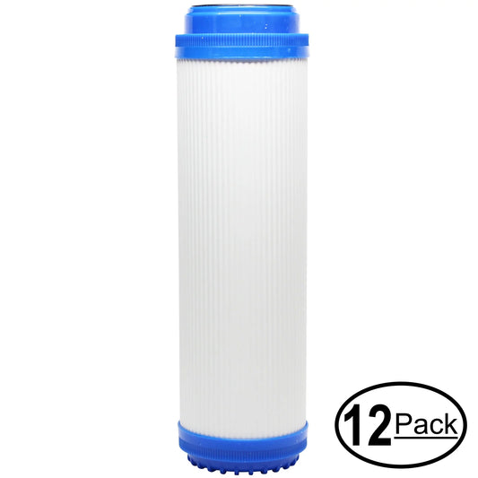 12-pack replacement for maxwater 101140 granular activated carbon filter - universal 10-inch cartridge for maxwater 6 stage aquarium reverse osmosis system - denali pure brand