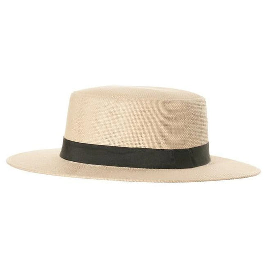 Adult straw hat with black band - one size