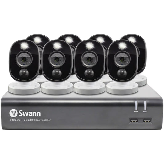 Swann swdvk-845808wl-us 1080p full hd surveillance system kit with 8-channel 1 tb dvr and eight 1080p cameras