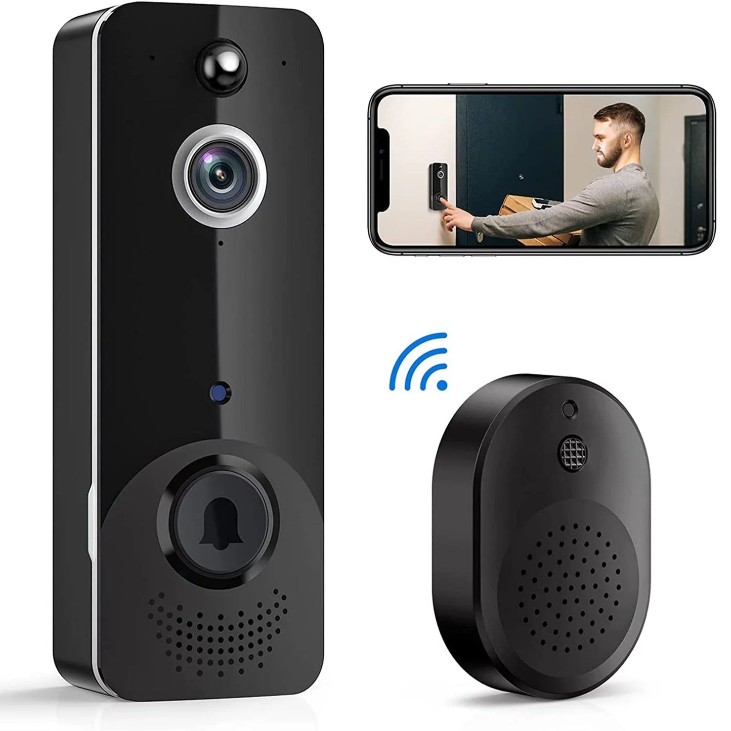 Smart home hub doorbell camera wireless wifi video doorbell with chime 2 way audio human and motion detection night cloud storage real time alert for home