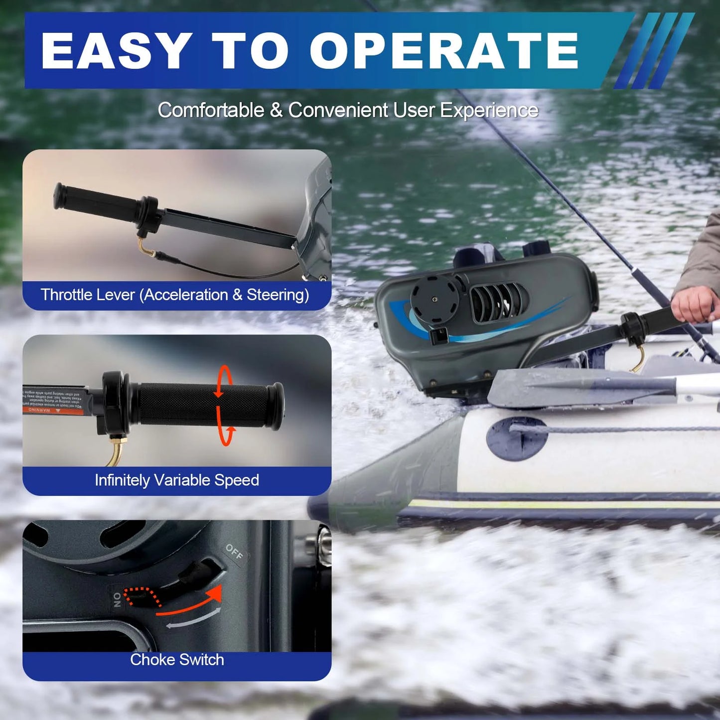 Wuzstar 2 stroke 3.5hp outboard motor fishing boat engine w/cdi water cooling system