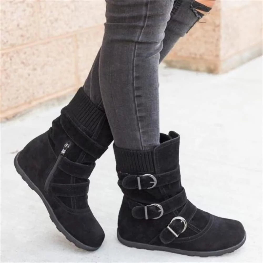 Women classic boots women warm snow boots flat plush casual ladies shoes plus size autumn winter outdoor booties