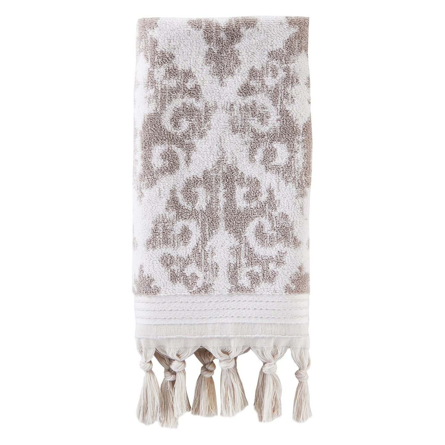 Skl home mirage fringe hand towel (2-pack), taupe, 16" x 26"