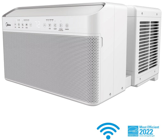 Restored midea 12,000 btu smart inverter u-shaped window air conditioner, 35% energy savings, extreme quiet, maw12v1qwt (refurbished)