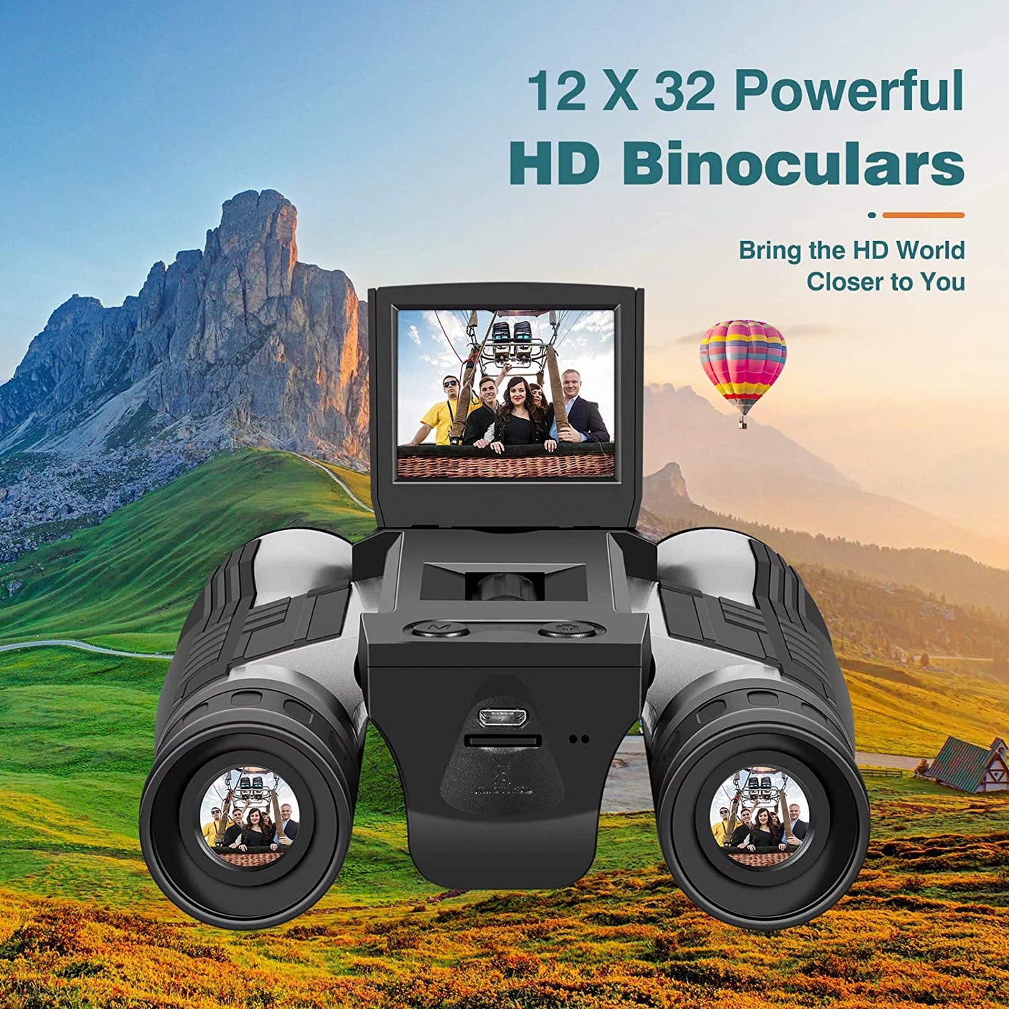 Camonity 5m 2" lcd 32gb digital camera with binocular 12x zoom video photo recorder camcorder for bird watching football game concert