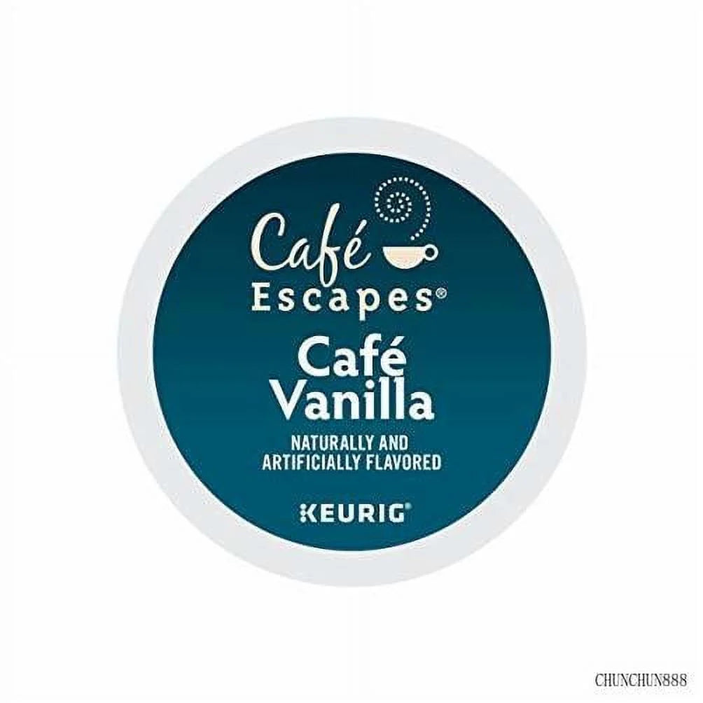 Cafe escapes, cafe vanilla coffee beverage, single-serve keurig k-cup pods, 72 count (3 boxes of 24 pods)