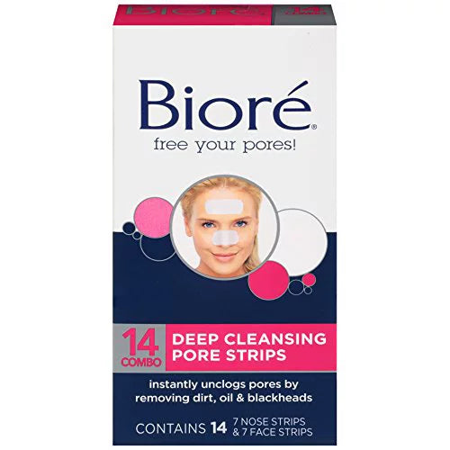 Biore combo pack deep cleansing pore strips face/nose 14 ea (pack of 3)