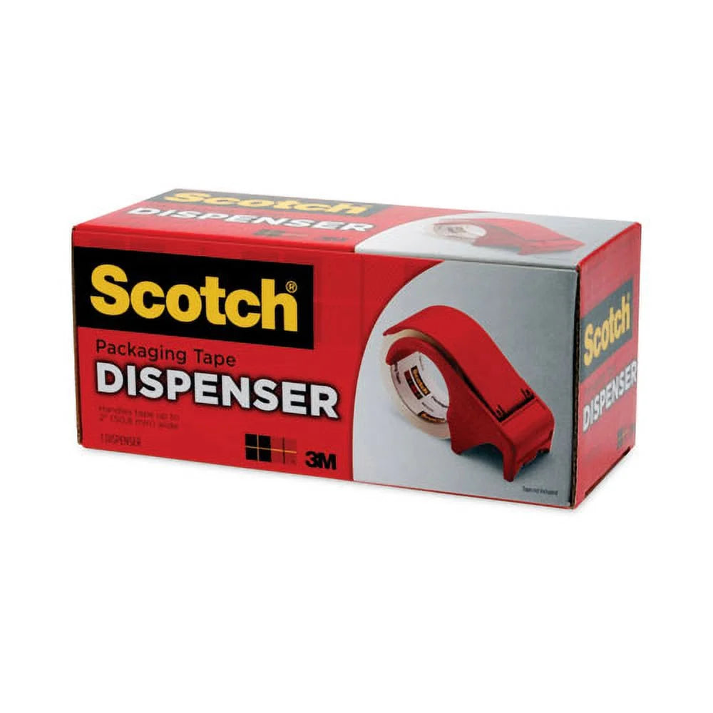 Scotch compact and quick loading dispenser for box sealing tape, 3" core, for rolls up to 2" x 60 yds, red | order of 1 each