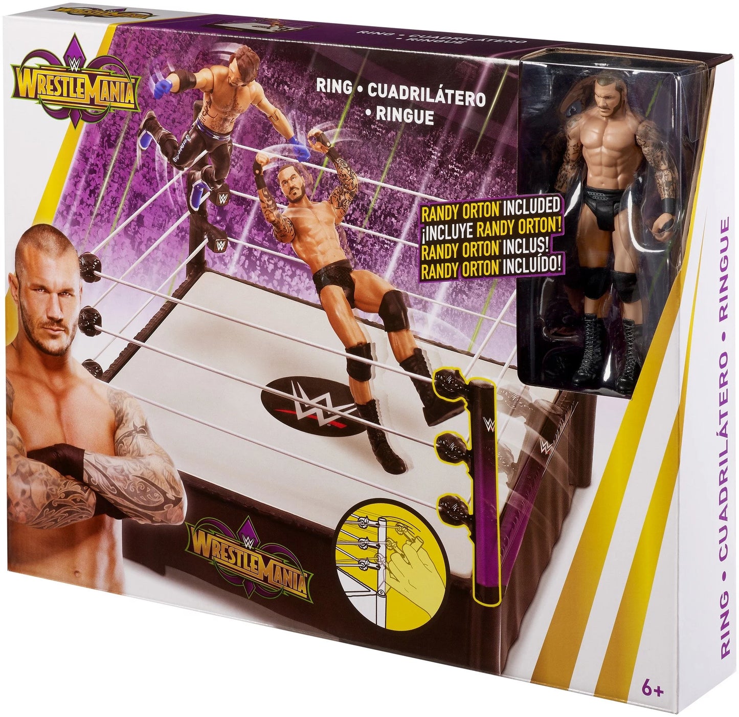 Wwe wrestling wrestlemania ring playset [includes randy orton]