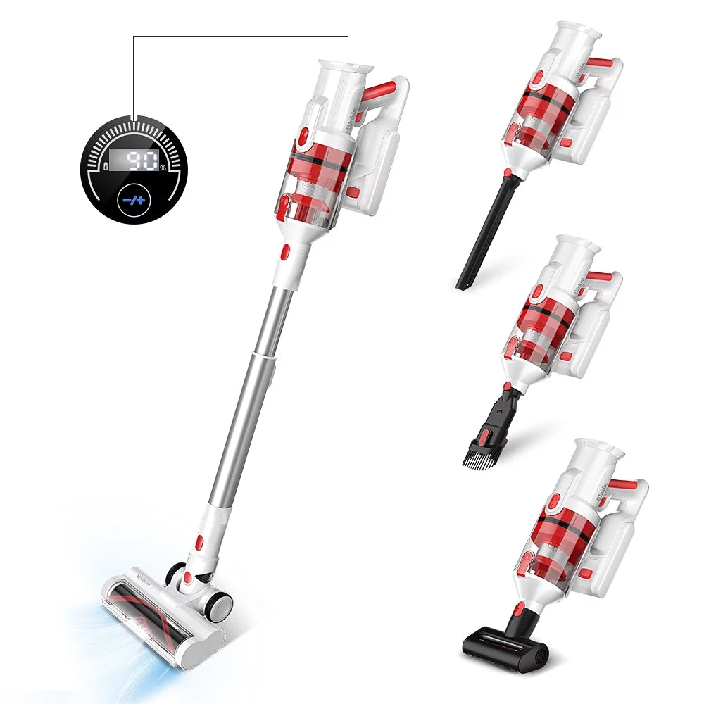 Wnkim cordless vacuum cleaner, 28kpa power suction lightweight stick vacuum with smart led display, up to 50 runtime, 8 in 1 handheld vacuum for pet hair hard floor carpet home, m10