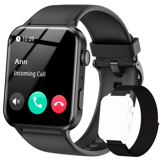 Smart watch for women 1.83" fitness watch with bluetooth call/voice assistant, waterproof, 100+ sports modes for android and ios, black