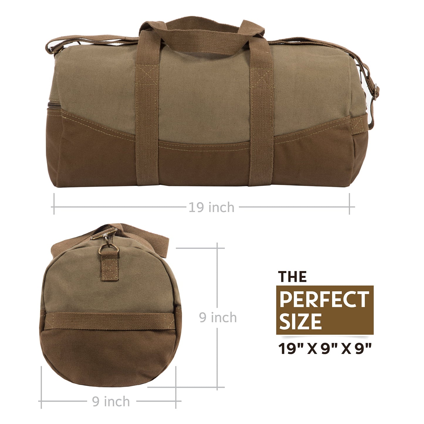 Beard the f up two tone brown 19" canvas sport travel weekender duffel bag