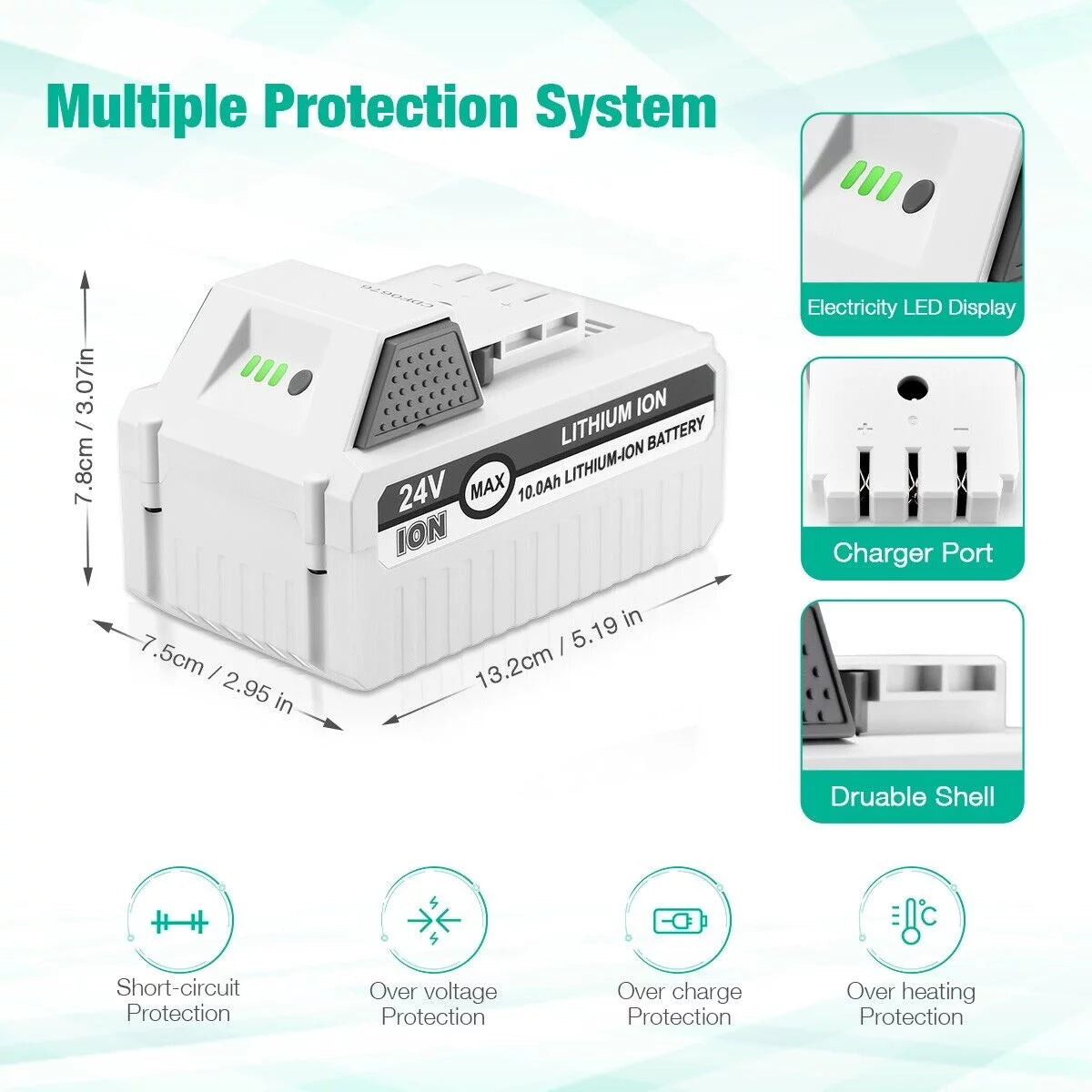 2packs 10000mah li-ion battery compatible with sun joe and snow joe 24v battery for 24vbat-ltx 24vbat-ltw 24vbat-lte 24vbat-lt 24vbat 24v-x2-sb18 ion+ system for all joe ion+ 24v cordless snow blower