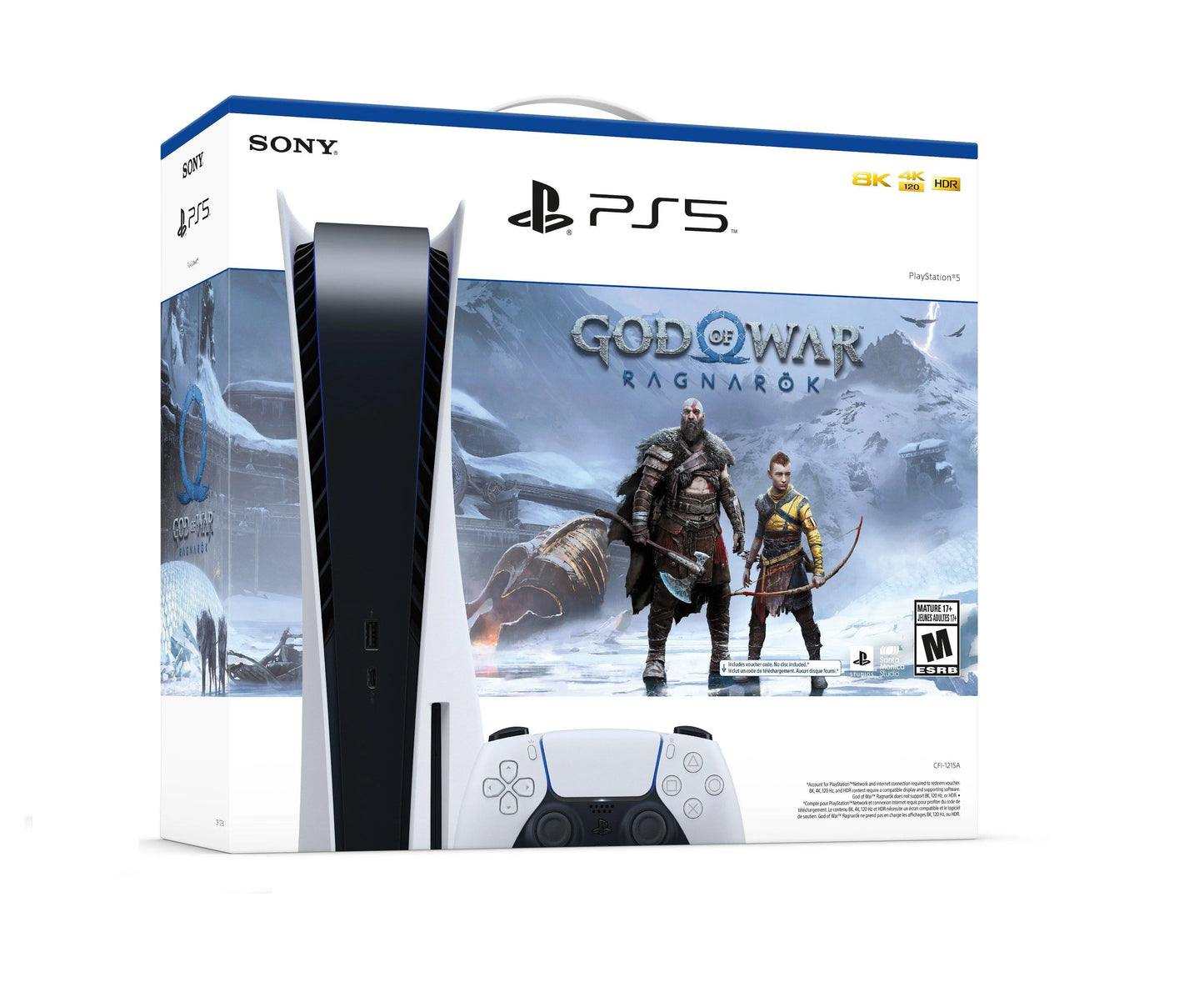 Tec sony playstation_ps5 gaming console (disc version) with god of war(gow) ragnarök bundle plus extra starlight blue controller - playstation - 5