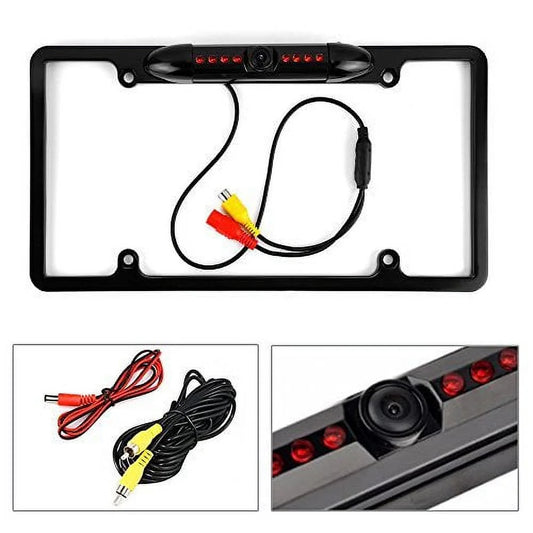 Cache night vision cache night vision 170ã‚â° viewing angle universal car license plate frame mount rear view camera, 8 ir led - black