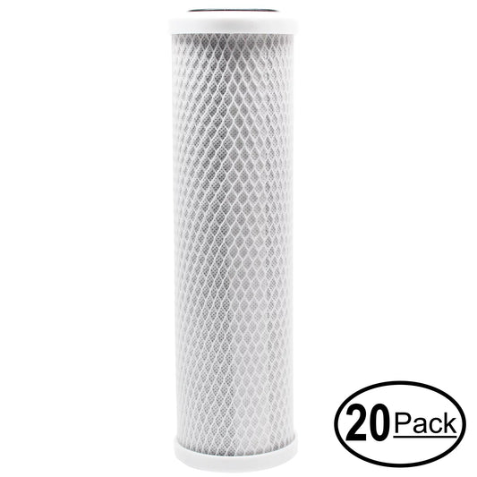 20-pack replacement for h2o distributors h2o-rus-100-i activated carbon block filter - universal 10 inch filter for h2o distributors h2o inline single housing under sink filter - denali pure brand