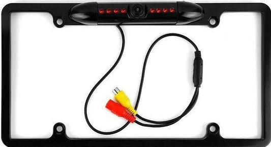 Backup camera rearview license plate frame for jvc kwm730bt kw-m730bt black