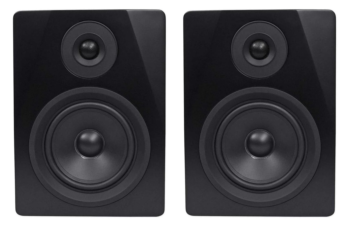 2 rockville apm5b 5.25" usb studio monitor speakers+36" dark wood premium stands