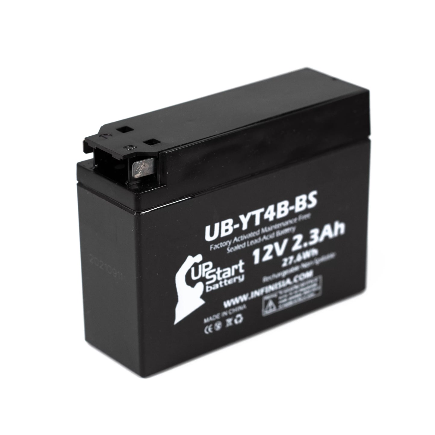 2-pack upstart battery replacement 2009 yamaha sr400 400cc factory activated, maintenance free, motorcycle battery - 12v, 2.3ah, ub-yt4b-bs