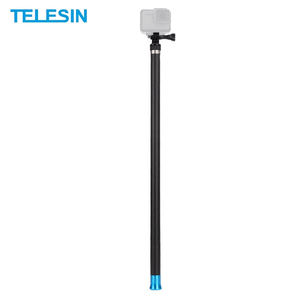 Telesin 2.7m/106 inch ultra long carbon fiber selfie stick lightweight extendable handheld pole monopod replacement for gopro hero 9/8/7/6/hero 5 black (2018) replacement for one r osmo act