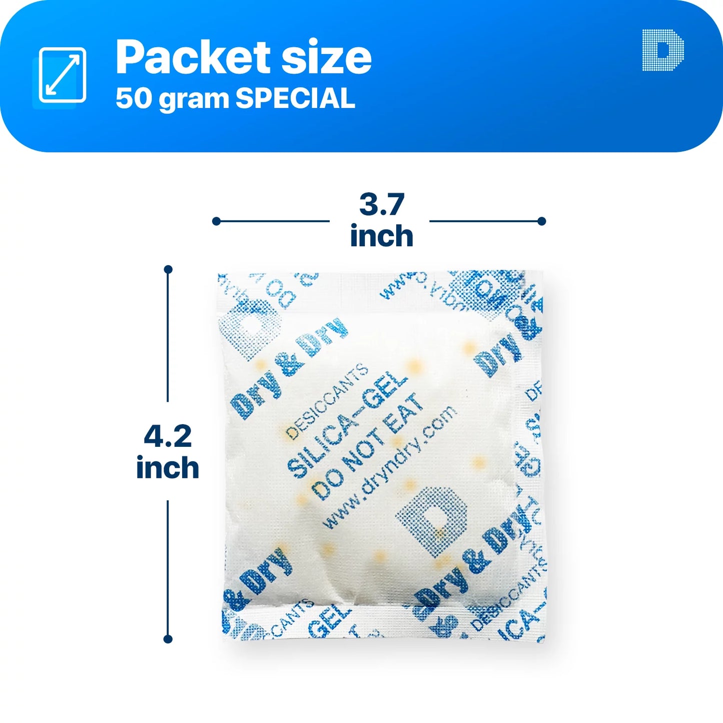 50 gram [400 packs] "dry & dry" food safe orange indicating(orange to dark green) mixed silica gel packets - moisture absorber dehumidifiers