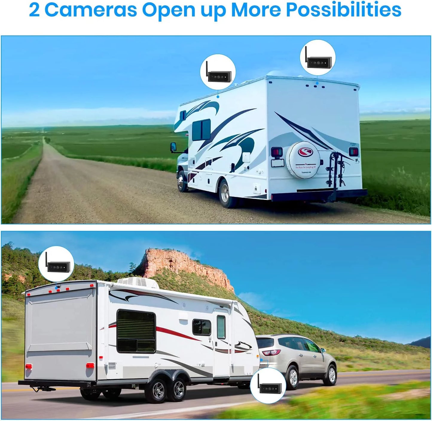 Auto-vox 1080p rv backup camera wireless for solar4 only,no wires installation rear view camara, ir night vision back up camera system for car,truck