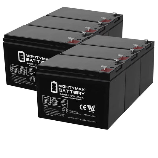 12v 7.2ah sla battery replaces sea-doo zs06 evx1272f2 gp1272 - 6 pack