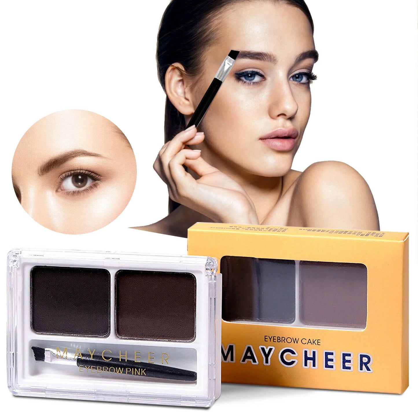 2 colors eyebrow powder palette professional makeup eye brow tint with brush set