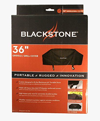 Blackstone 1528 600d polyester heavy duty flat top gas grill cover, water resistant exclusively fits 36" griddle cooking station, black