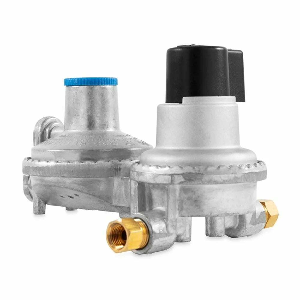 Camco propane double-stage auto-changeover regulator- for rvs with dual propane tank hookups, maintains a constant gas pressure with auto change from empty to full tanks (59005)