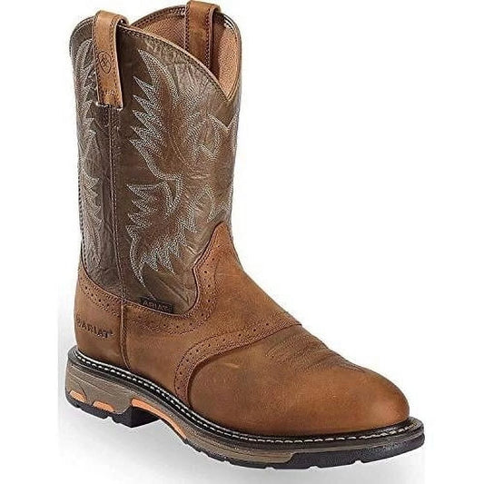 Ariat work mens 10" workhog soft toe pull-on work boot aged bark - 10001188 aged bark