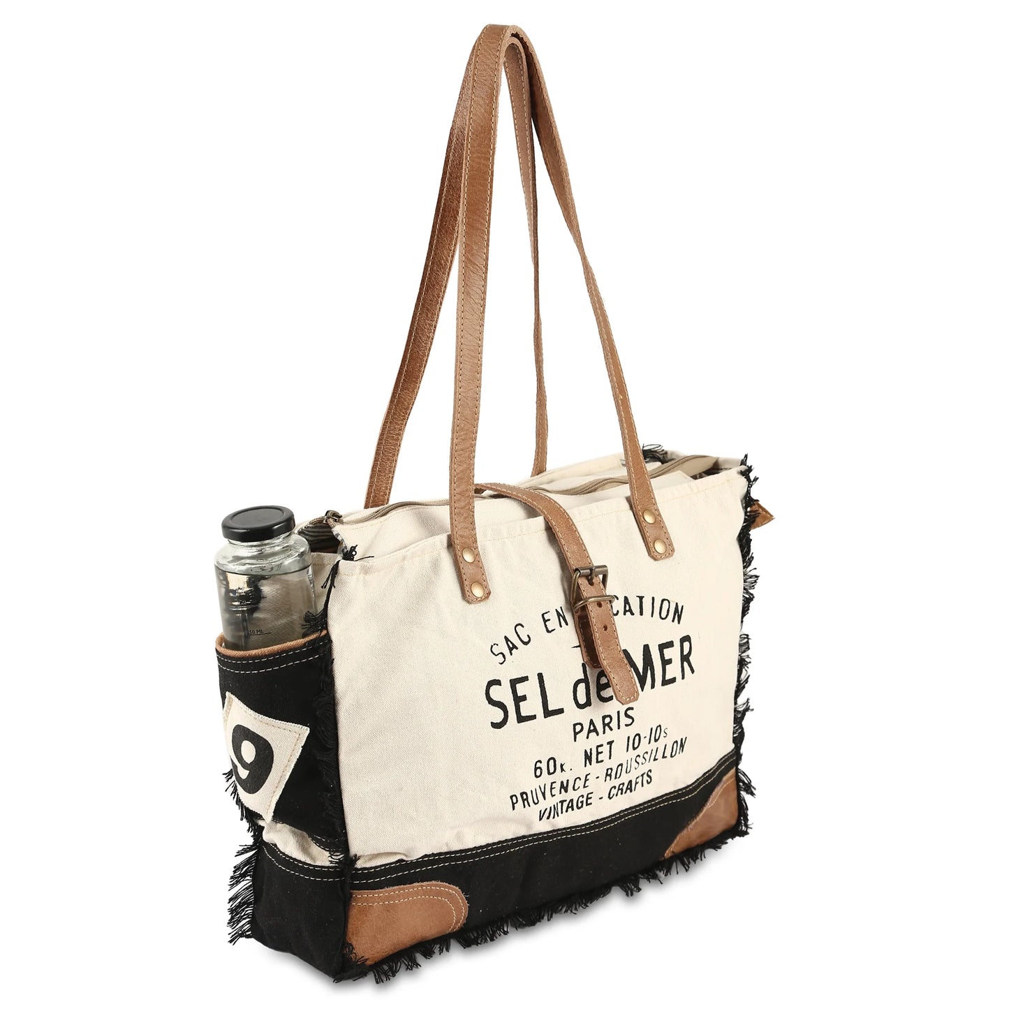 Vintage crafts bags sel de mer upcycled canvas hand bag upcycled canvas tote bag radiant leather bag