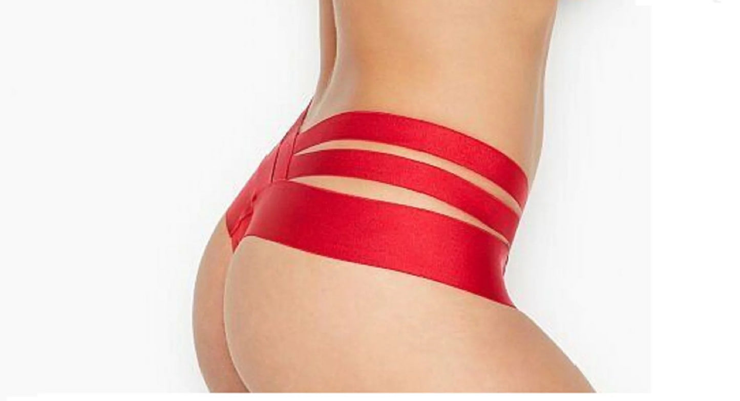 Victoria's secret very sexy lipstick red banded strappy cheeky panty size medium nwt