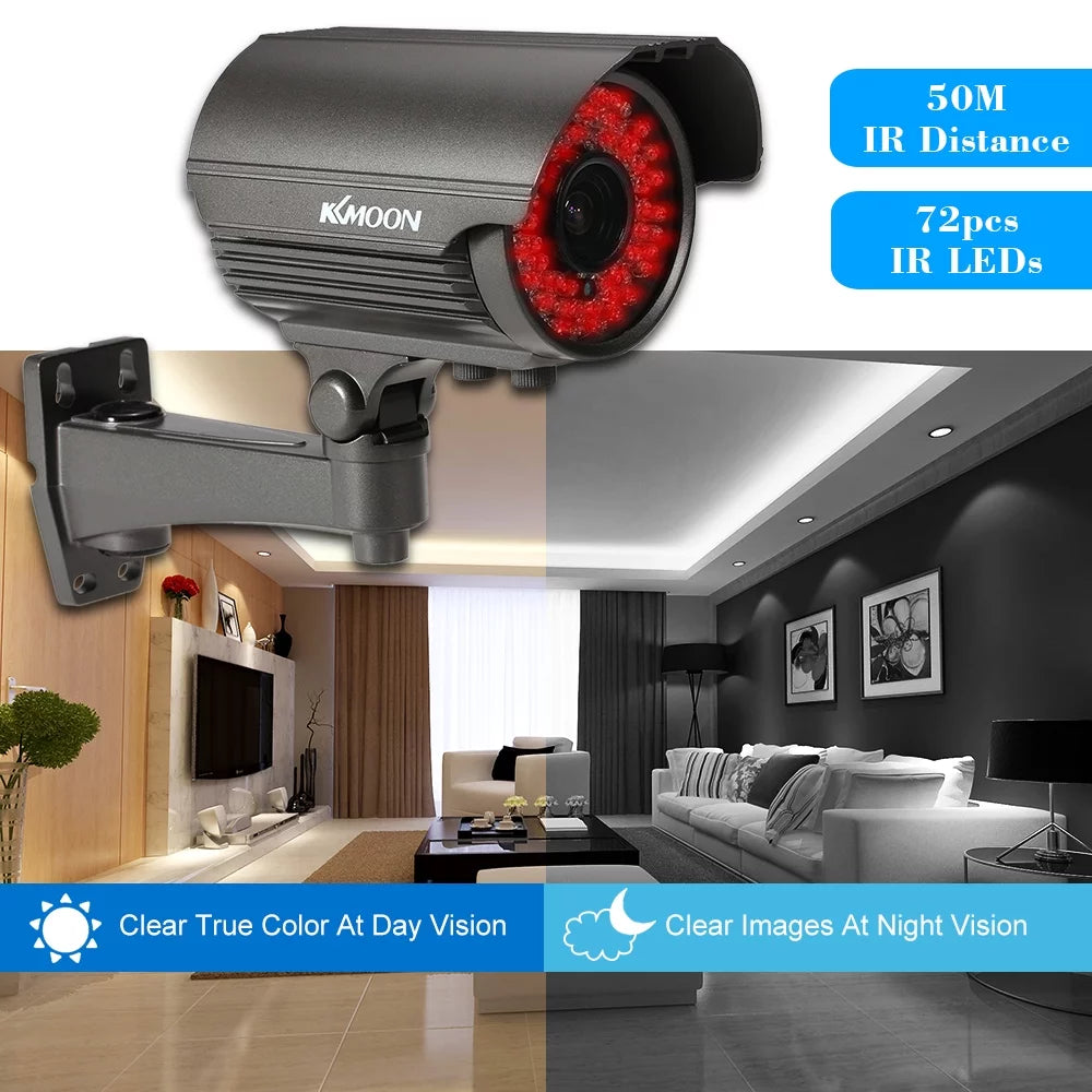 Andoer 1080p ahd cctv analog camera, manual zoom varifocal lens, 1/3” cmos 2.0mp, ir cut, 72 ir leds, night vision, weatherproof indoor