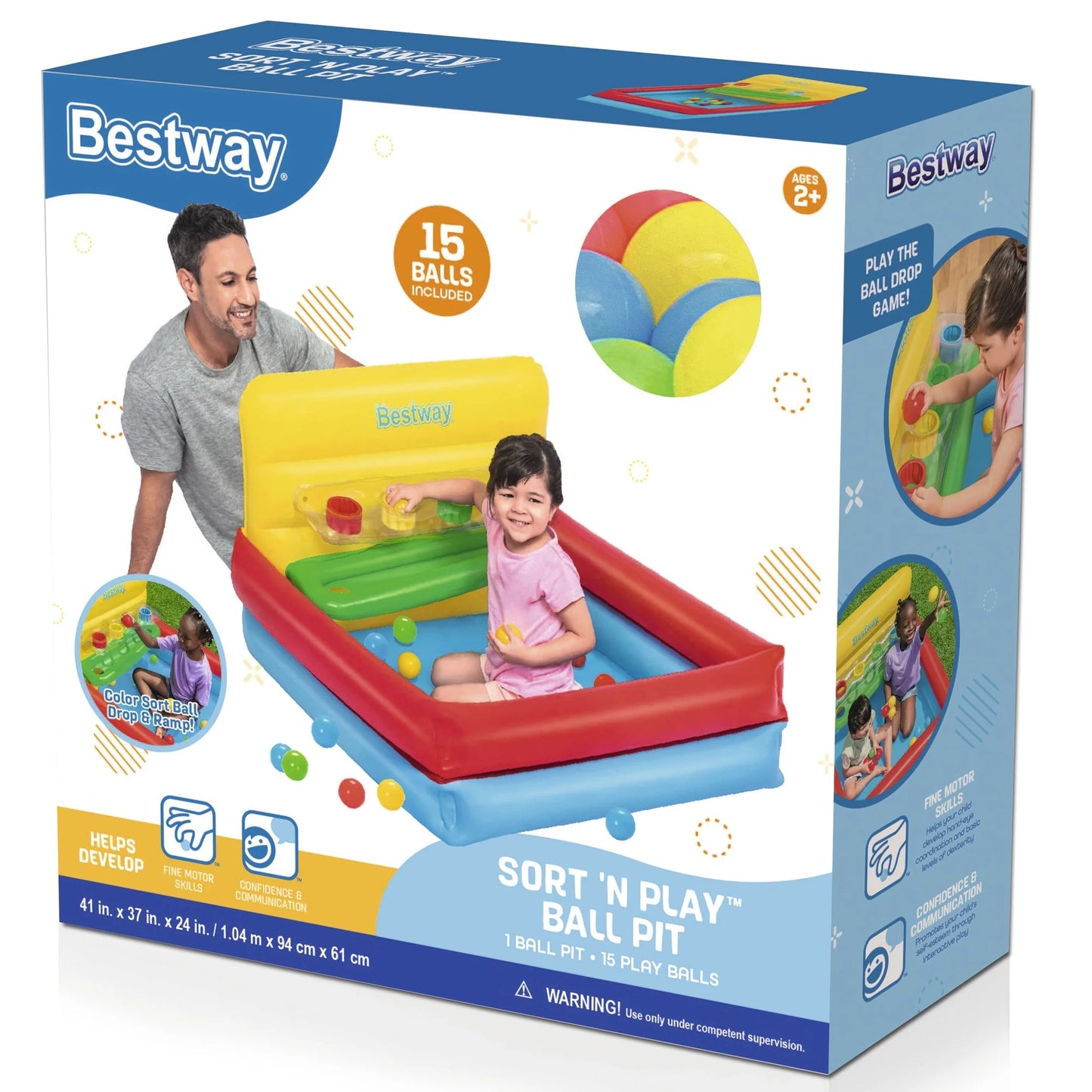 Bestway sort 'n play inflatable ball pit with 15 play balls