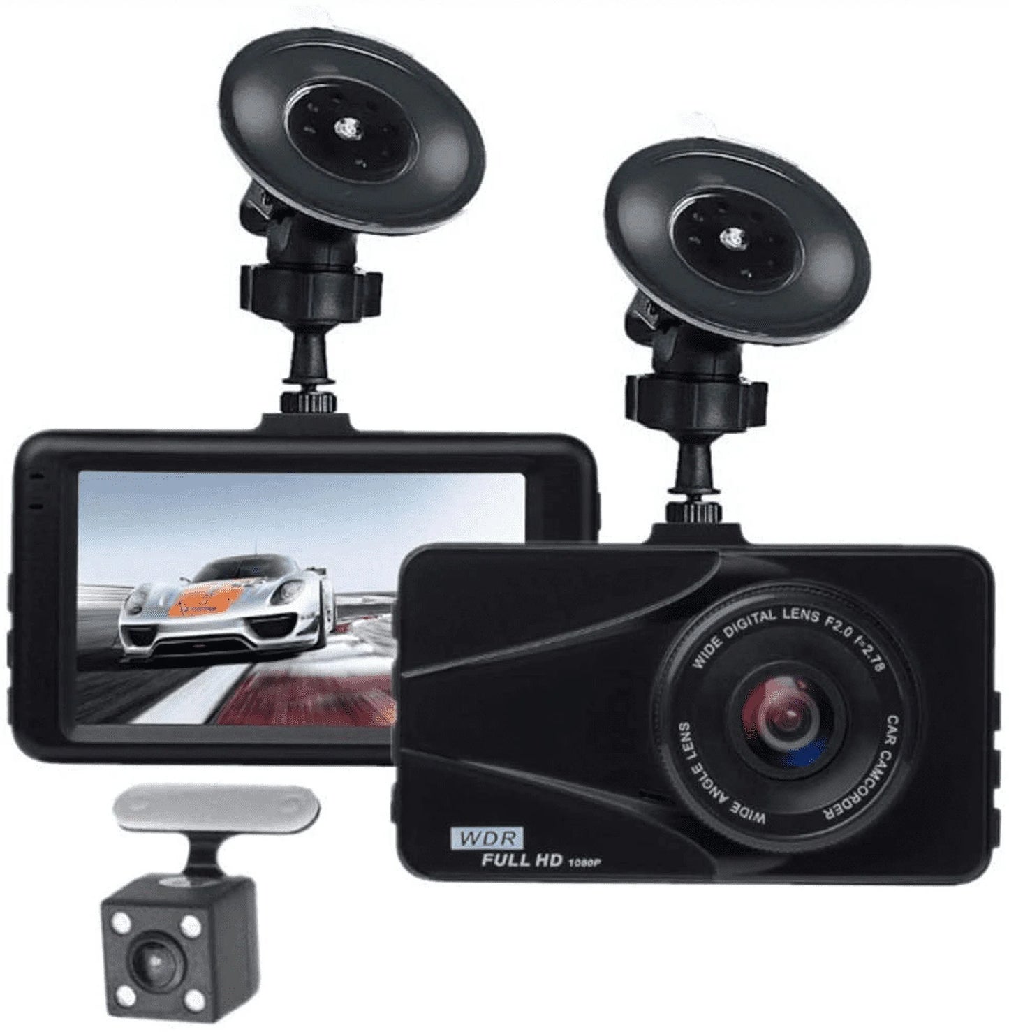 T670 plus dvr dash cam for hummer dual travel recorder full hd 3" lcd screen 170° wide angle, wdr, g-sensor, loop recording motion detection excellent video images