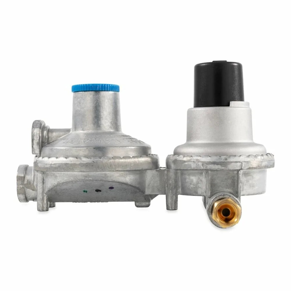 Camco propane double-stage auto-changeover regulator- for rvs with dual propane tank hookups, maintains a constant gas pressure with auto change from empty to full tanks (59005)