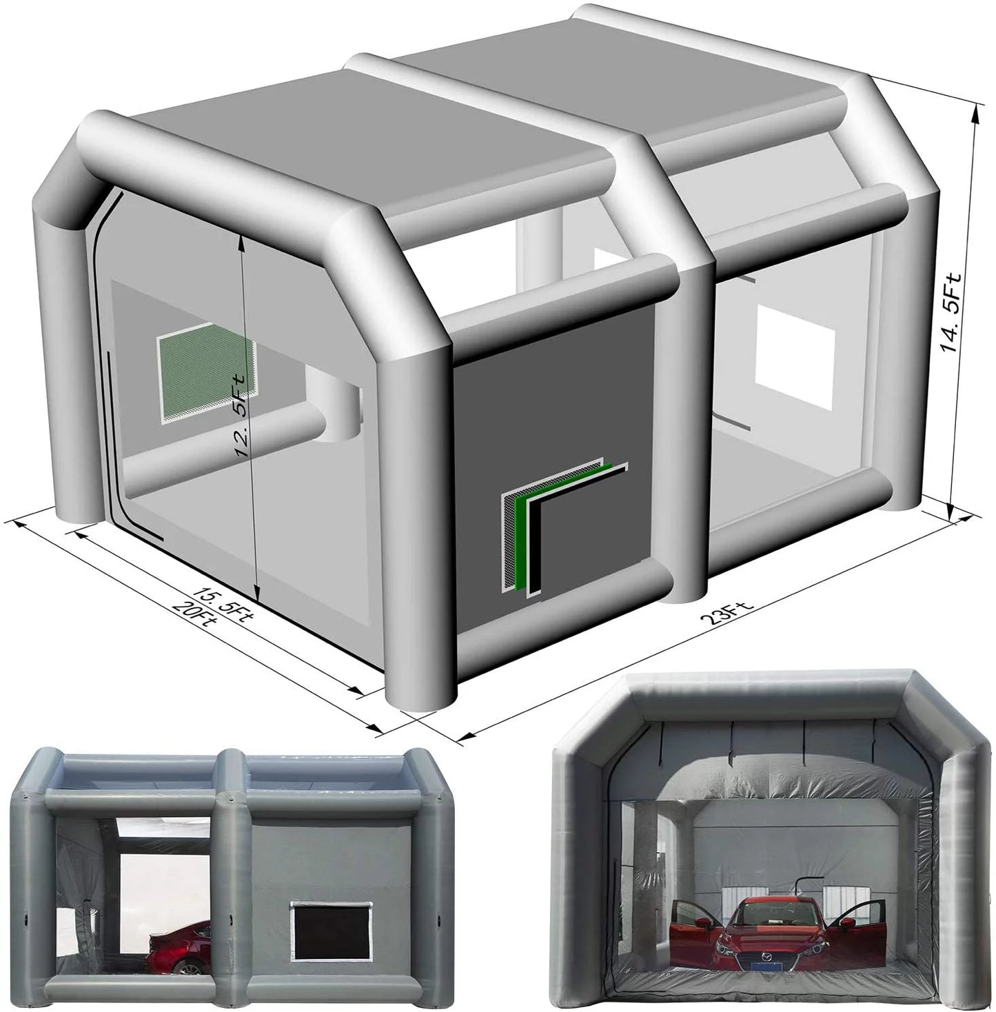 Sewinfla inflatable paint booth 23x20x14.5ft with blowers professional inflatable spray booth portable car painting booth