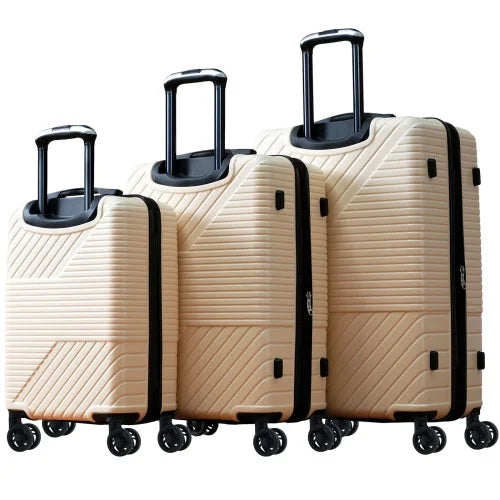 Zateety hardshell luggage sets 3 piece double spinner 8 wheels suitcase with tsa lock lightweight 20''24''28''