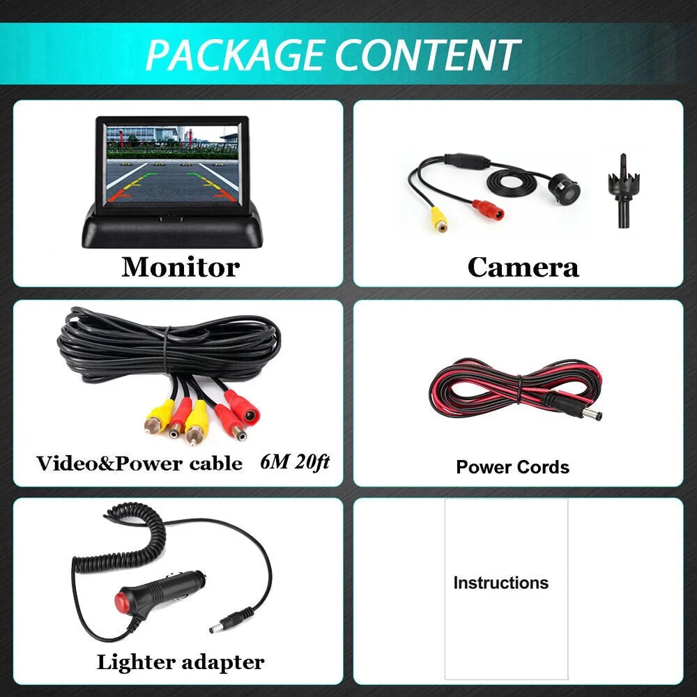 4.3in foldable lcd display monitor car rear view backup led night camera