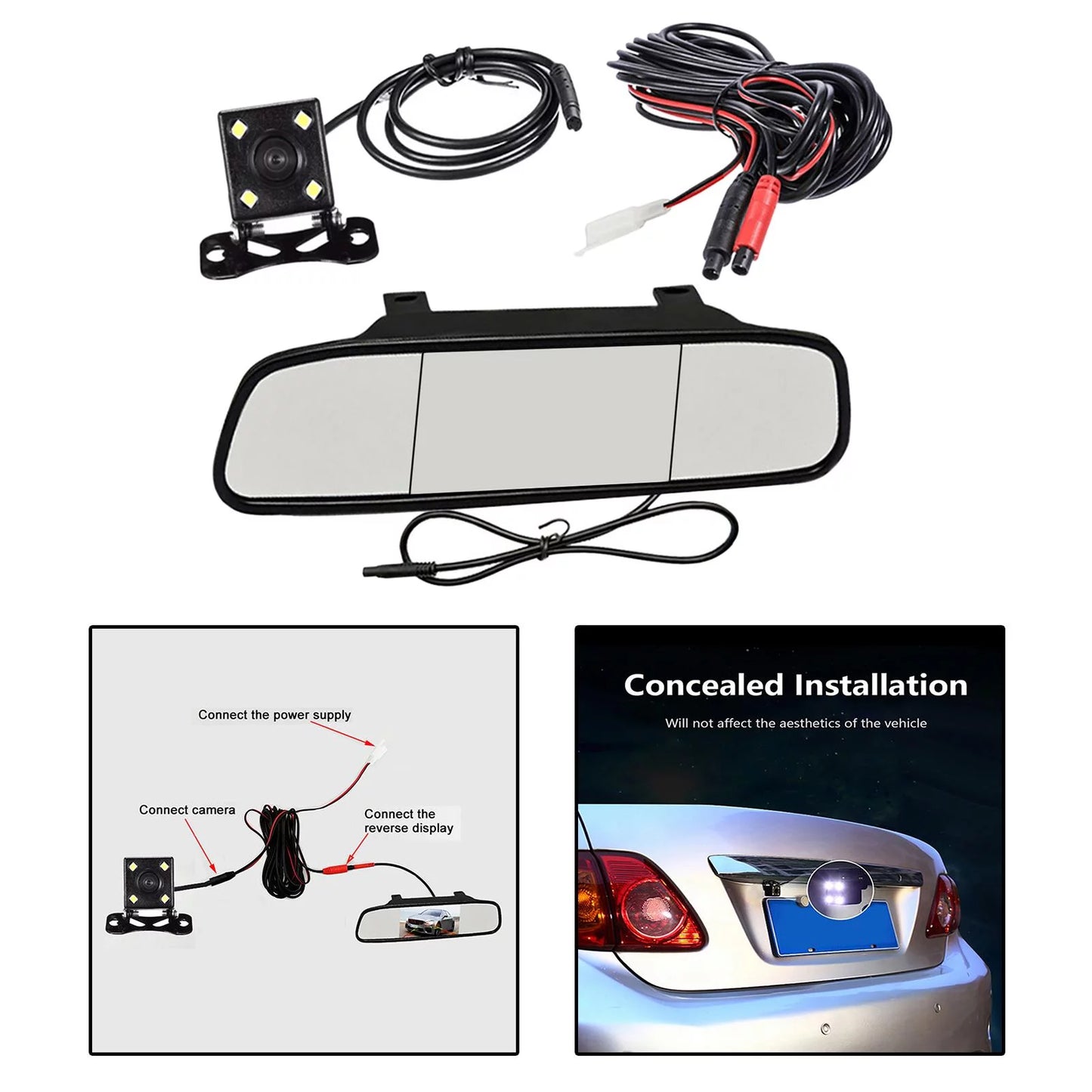 5 inch display car auto rearview mirror video monitor with reversing camera