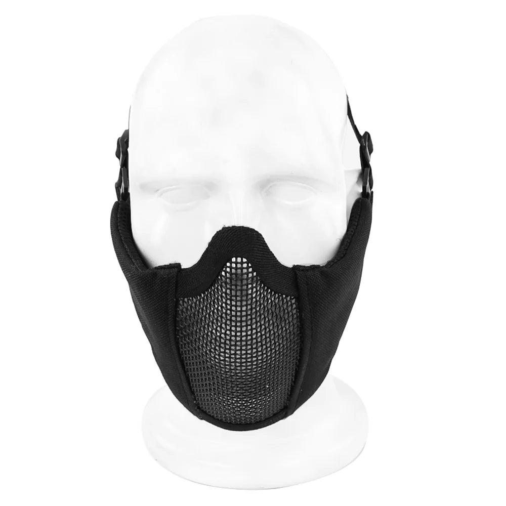 Wosport paintball foldable half face lower unisex mask comfortable adjustable protective prop black