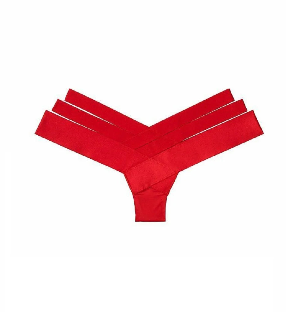 Victoria's secret very sexy lipstick red banded strappy cheeky panty size medium nwt