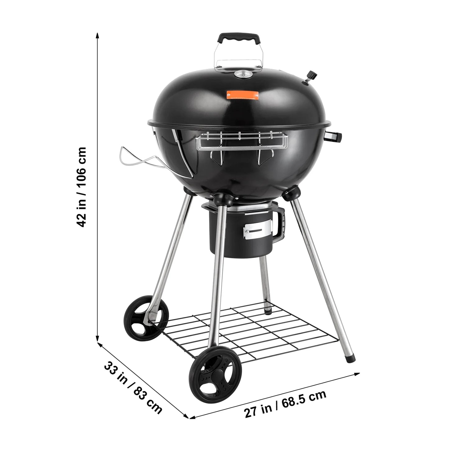 Skyshalo 22 inch kettle charcoal grill outdoor picnic patio barbecue cooking, portable grill propane gas kettle grills w/cover, iron & steel small bbq grill