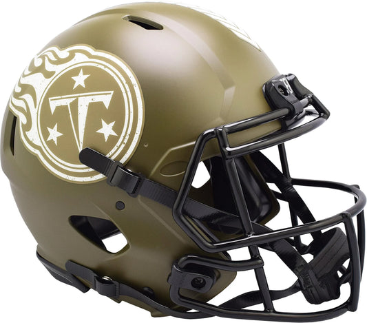 Riddell  tennessee titans 2022 salute to service speed authentic helmet, olive green - full size