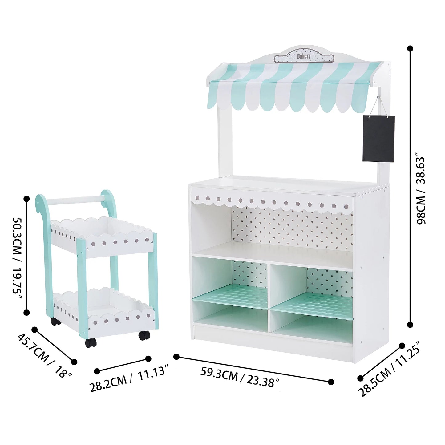 Teamson kids my dream bakery shop and pastry cart wooden play set