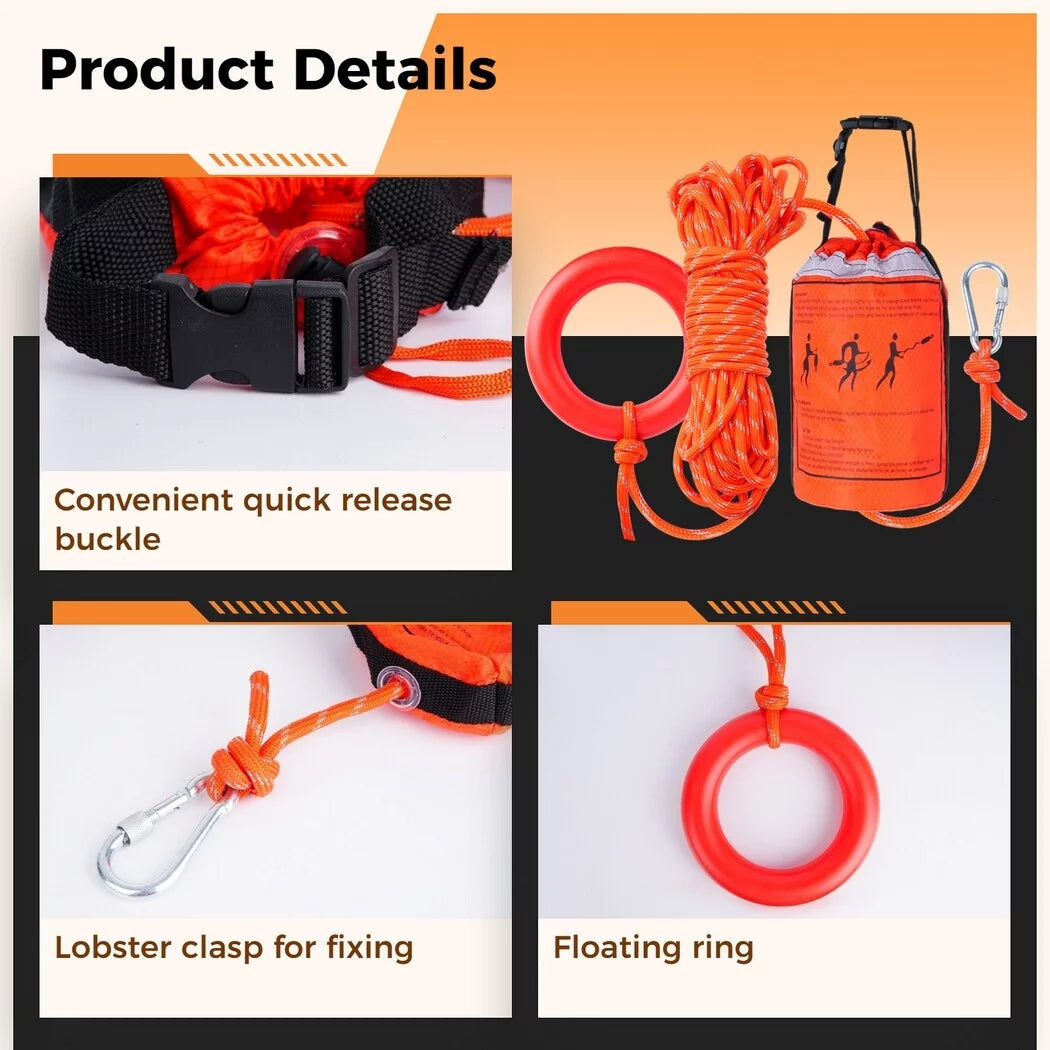 Water rescue throw bag with 70 feet of rope, first aid device for kayaking and rafting, safety equipment for raft and boat