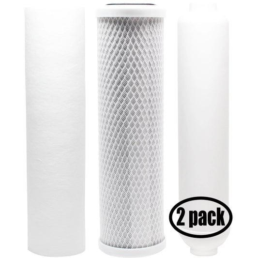 2-pack replacement for filter kit for puromax pc4 ro system - includes carbon block filter, pp sediment filter & inline filter cartridge - denali pure brand