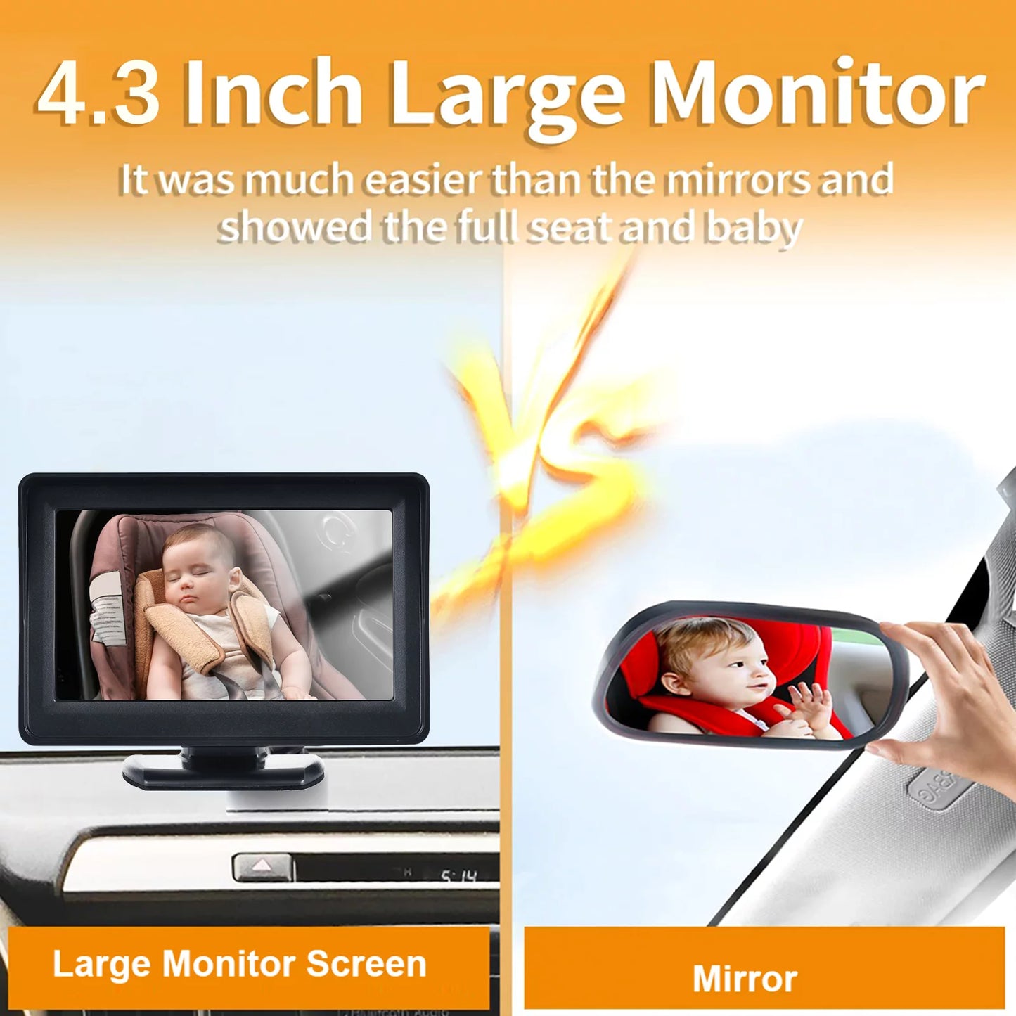 Anself invigilator baby car mirror camera with 150° wide view for rear facing seat and 1080p hd video display